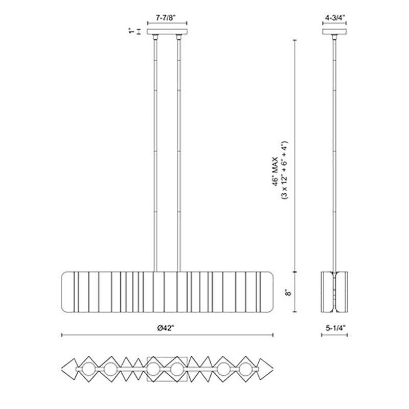 Kuzco LP58042 Akira 6-lt 42" Linear Pendant