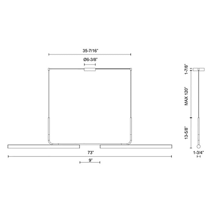 Kuzco LP73073 Vesper 2-lt 73" LED Linear Pendant