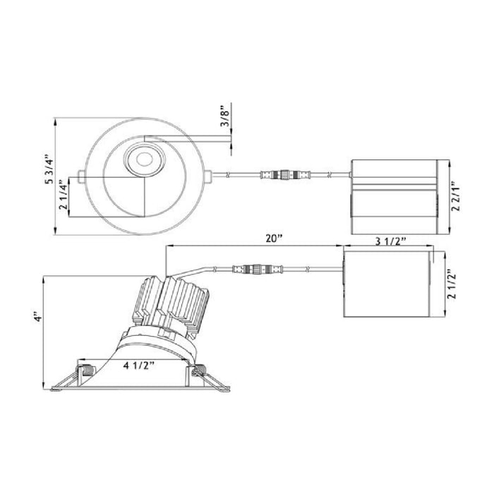 Lotus LRG3-HO 4" 11W LED High Output Sloped Round Regressed Gimbal, 5CCT Selectable