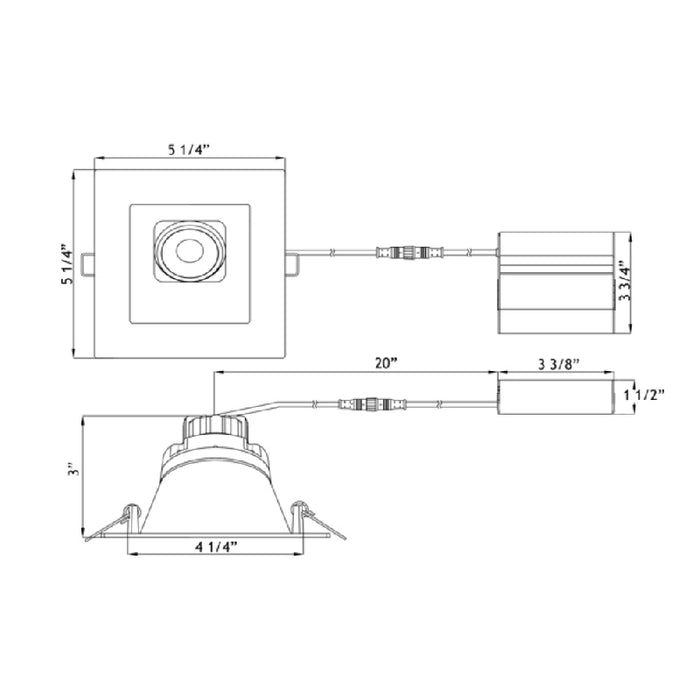 Lotus LSG3 5" 7.5W LED Sloped Square Regressed Gimbal, Dim to Warm