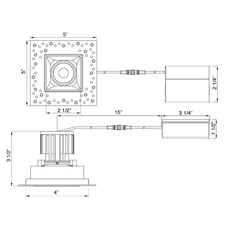Lotus LSG3-HO-IT 3" 11W LED Square Regressed Gimbal Trimless, Dim to Warm, 120V