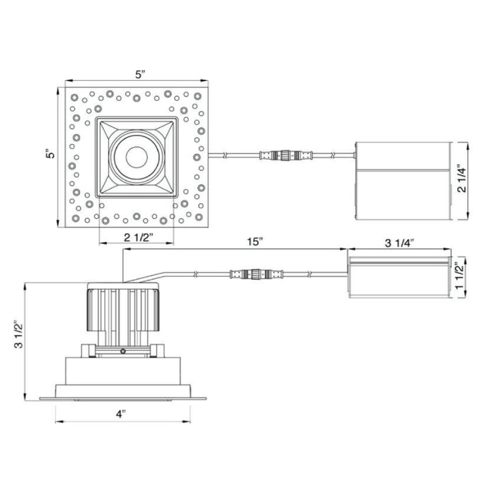 Lotus LSG3-HO-IT 3" 11W LED Square Regressed Gimbal Trimless, Dim to Warm, 120V