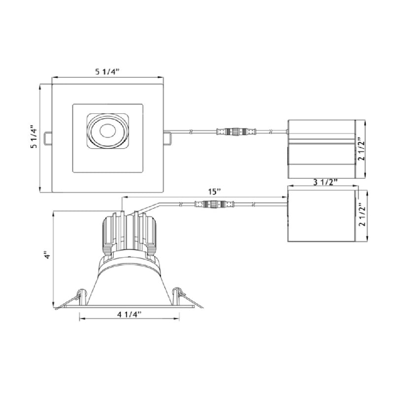 Lotus LSG3-HO 5" 11W LED High Output Sloped Square Regressed Gimbal, Dim to Warm
