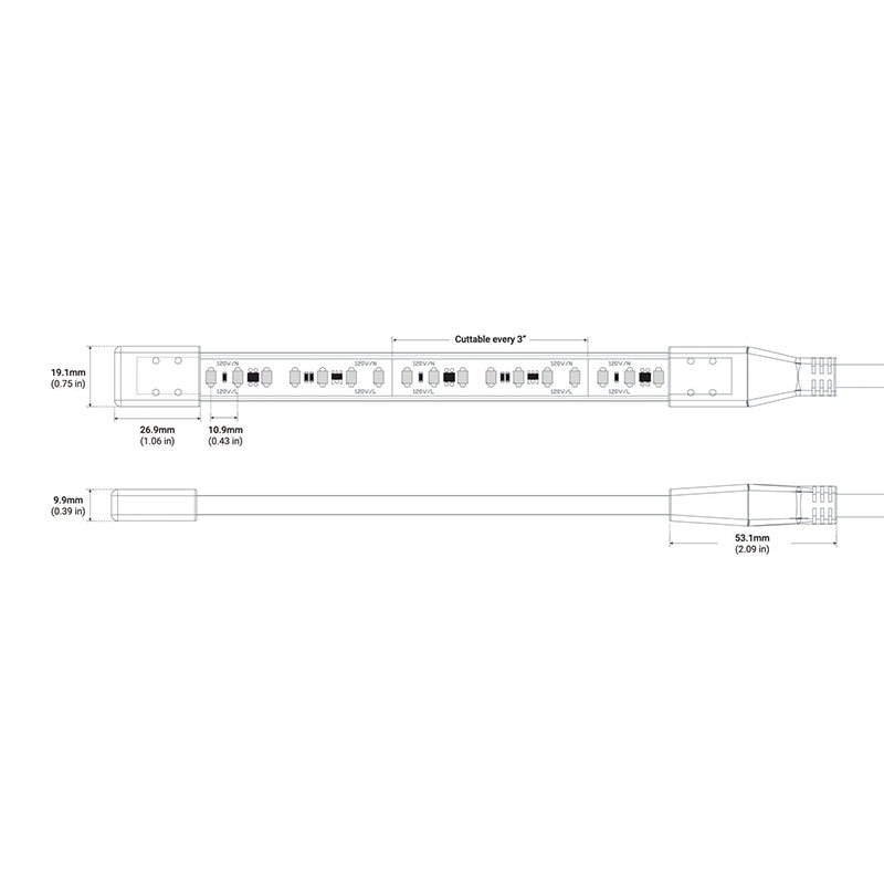 Core LSG-60 1-ft 120V Plugin LED Tape Light, 6W/ft., IP67 Rated