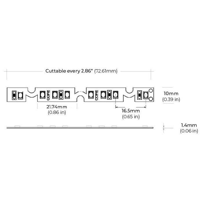 Core LSM25FX 1-ft 24V LED Indoor Flexible Strip, 2.2W/ft