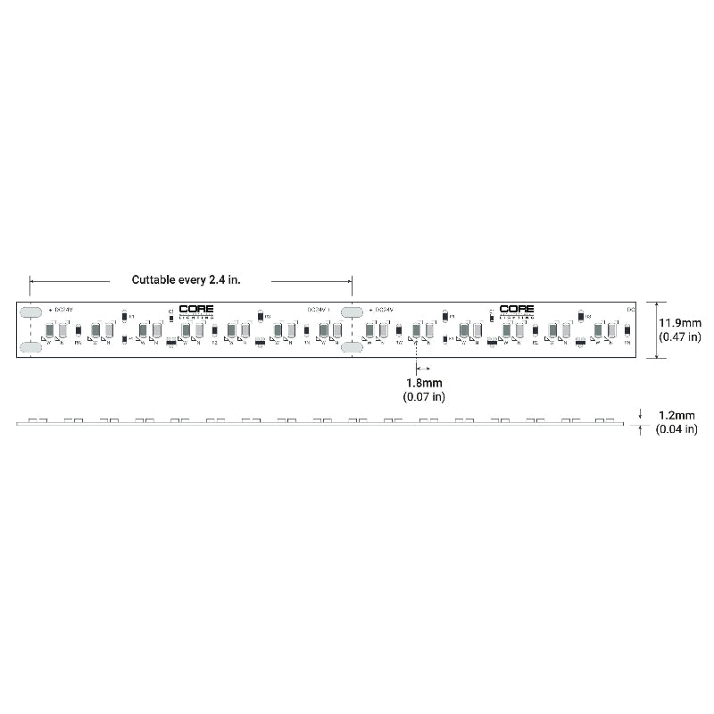 Core LSM35WD 1-ft 24V LED Indoor Auto Warm-Dim Flexible Strip, 3.6W/ft
