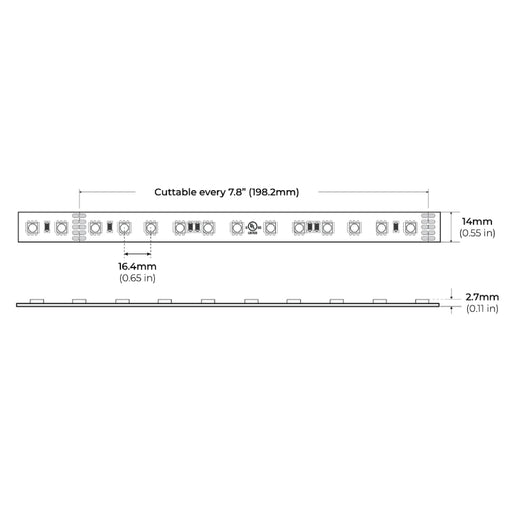 Core LSP50-RGBW 1-ft Indoor Color-Changing+White LED Strip Light, 4.4W/ft., 24V