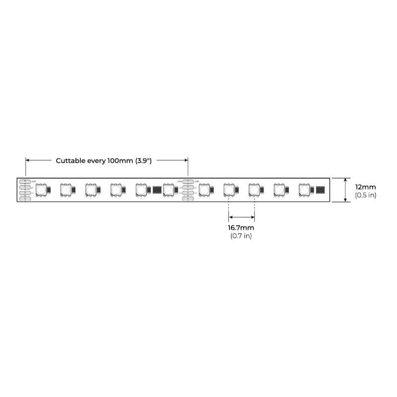 Core LSP65DX-RGBW 1-ft Indoor Digital Pixel Color-Changing LED Strip Light, 4.6W/ft., 24V