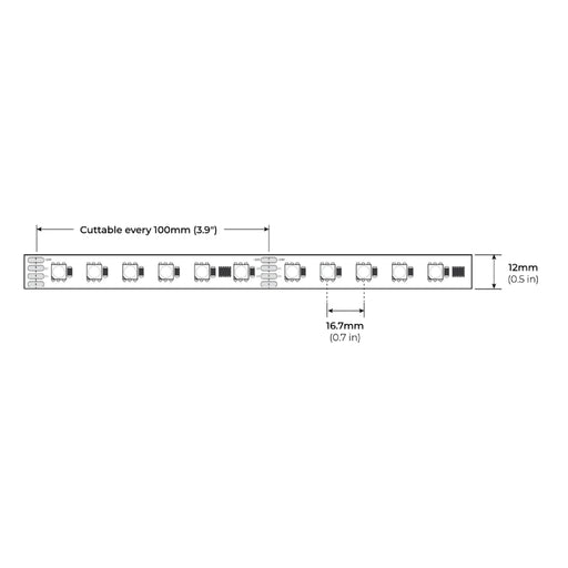 Core LSP65DX-RGBW 1-ft Indoor Digital Pixel Color-Changing LED Strip Light, 4.6W/ft., 24V