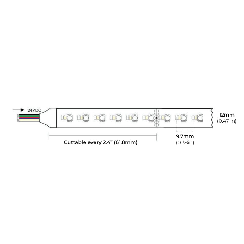 Core LSP70-RGB+WW 100-ft Indoor Color-Changing+White LED Strip Light, 7W/ft., 24V