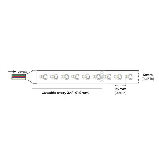 Core LSP70-RGB+WW 100-ft Indoor Color-Changing+White LED Strip Light, 7W/ft., 24V
