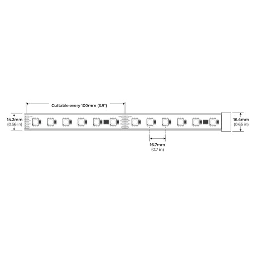 Core LSPW65DX-RGBW 16-ft Outdoor Digital Pixel Color-Changing LED Strip Light, 4.6W/ft., 24V