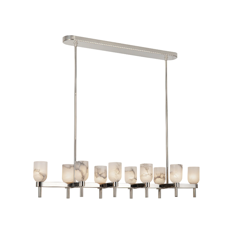 Alora LP338052 Lucian 10-lt 52" Linear Pendant - Polished Nickel/Alabaster