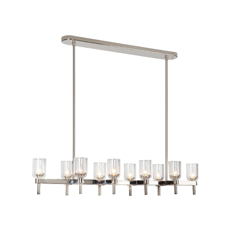 Alora LP338052 Lucian 10-lt 52" Linear Pendant - Polished Nickel/Clear Crystal