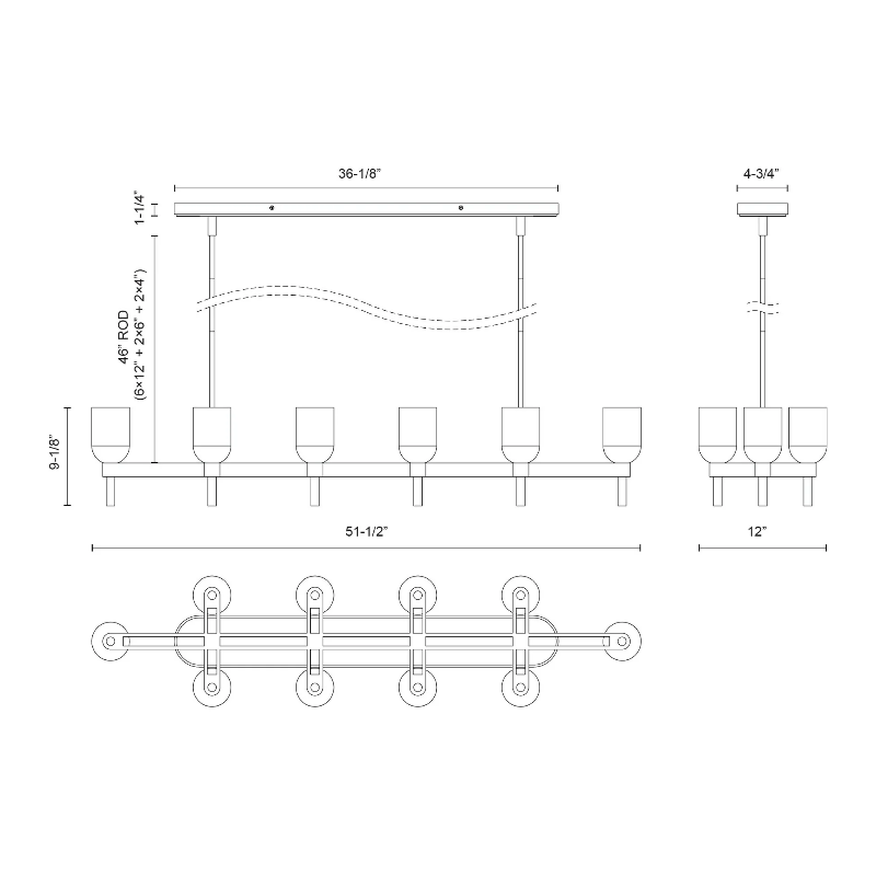 Alora LP338052 Lucian 10-lt 52" Linear Pendant