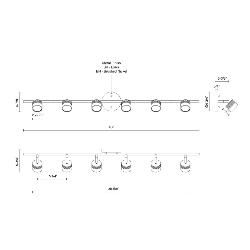 Kuzco TR10044 Lyra 6-lt 43" LED Fixed Track Light