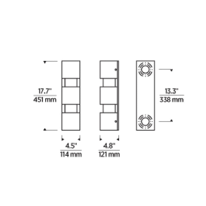 Tech 700OWSQGE17 Leagan 1-lt 18" Tall LED Outdoor Wall Sconce