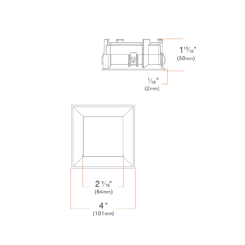 DMF M4TSD M Series 4" Square Flangeless Trim