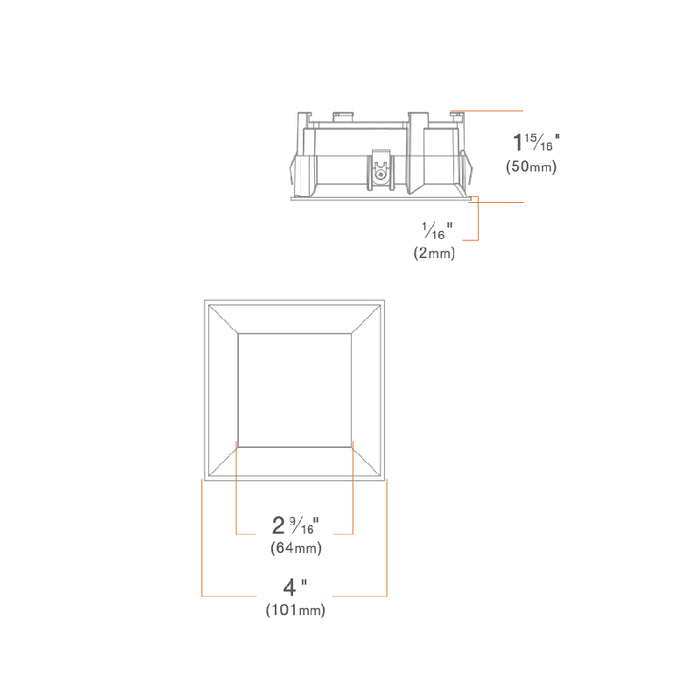 DMF M4TSD M Series 4" Square Flangeless Trim