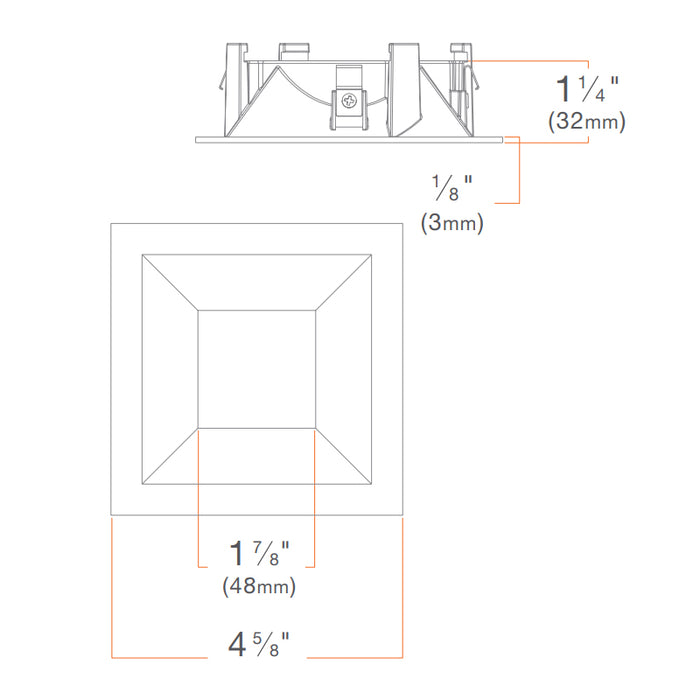 DMF M4TSS M Series 4" Square Beveled Trim with EM Test Switch