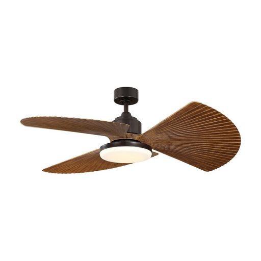 Fanimation MAD8514 TriAire 52" Indoor/Outdoor Ceiling Fan with LED Light Kit, Pleated Blades - Dark Bronze/Koa