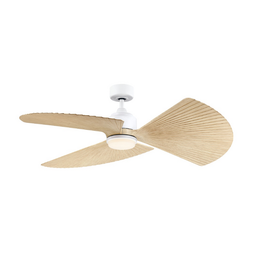 Fanimation MAD8514 TriAire 52" Indoor/Outdoor Ceiling Fan with LED Light Kit, Pleated Blades - Matte White/Natural