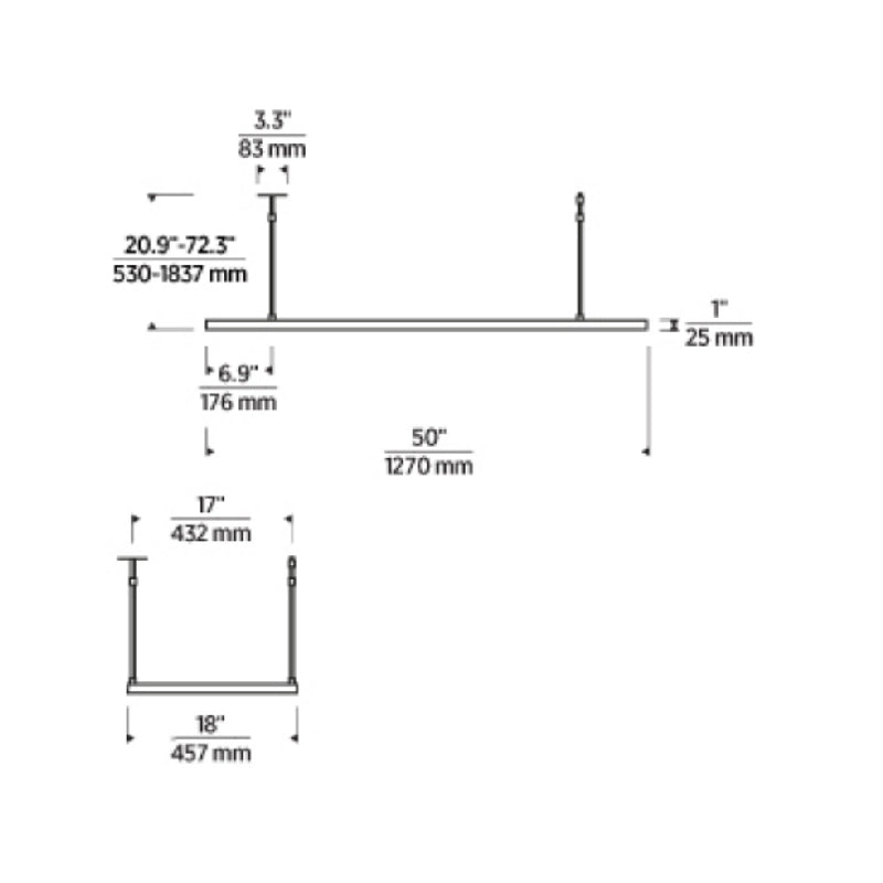 Visual Comfort MDLS187 Stagger Halo 50" LED Uplight Linear Suspension
