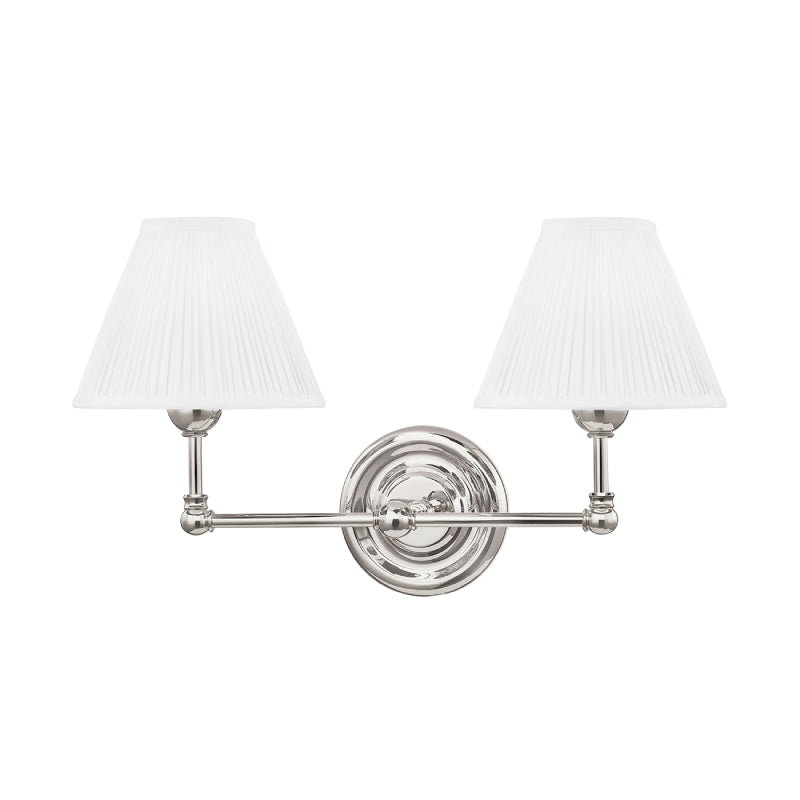 Hudson Valley MDS102 Classic No.1 2-lt 18" Wall Sconce-Polished Nickel