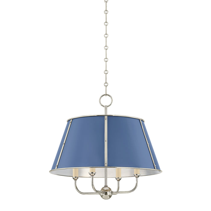 Hudson Valley MDS120 Cambridge 4-lt 20" Chandelier - Polished Nickel/Soft French Blue