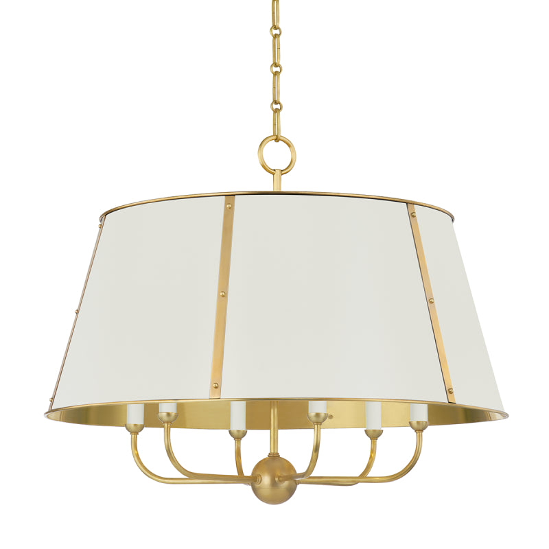 Hudson Valley MDS121 Cambridge 6-lt 29" Chandelier - Aged Brass/Off-White