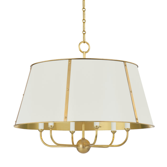 Hudson Valley MDS121 Cambridge 6-lt 29" Chandelier - Aged Brass/Off-White