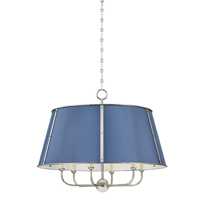 Hudson Valley MDS121 Cambridge 6-lt 29" Chandelier - Polished Nickel/Soft French Blue