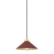 Hudson Valley MDS1401 Clivedon 1-lt 12" Pendant - Aged Brass/Soft Crimson