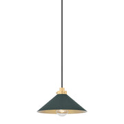 Hudson Valley MDS1401 Clivedon 1-lt 12" Pendant - Aged Brass/Soft Studio Green