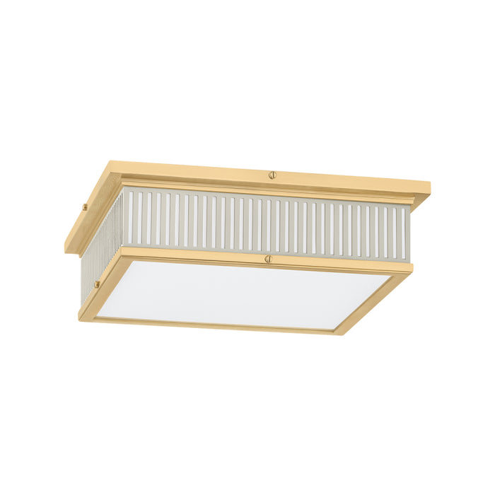 Hudson Valley MDS1900 Ashdown 1-lt 14" LED Flush Mount - Aged Brass/Off-White