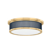 Hudson Valley MDS1901 Ashdown 1-lt 14" LED Flush Mount - Aged Brass/Darkest Blue