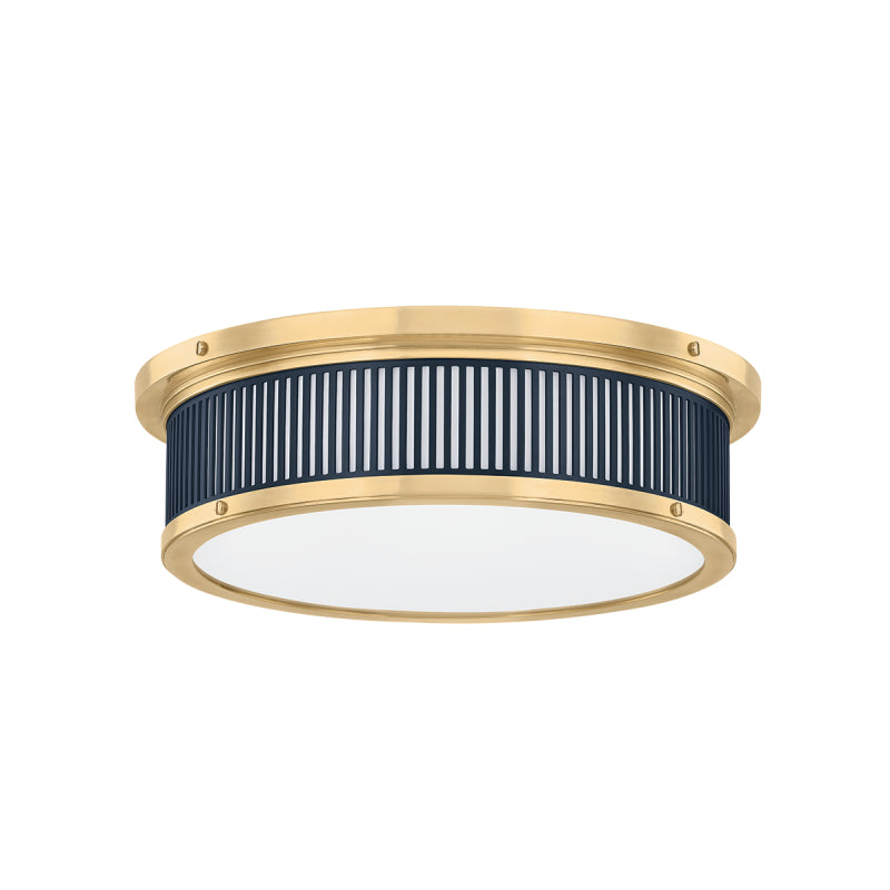Hudson Valley MDS1901 Ashdown 1-lt 14" LED Flush Mount - Aged Brass/Darkest Blue