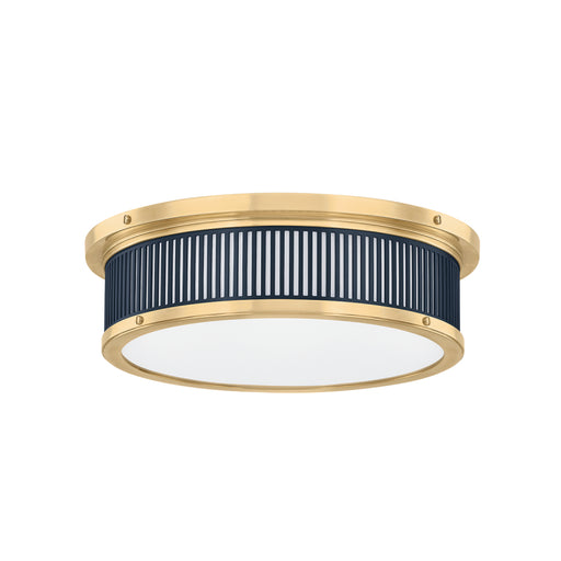Hudson Valley MDS1901 Ashdown 1-lt 14" LED Flush Mount - Aged Brass/Darkest Blue