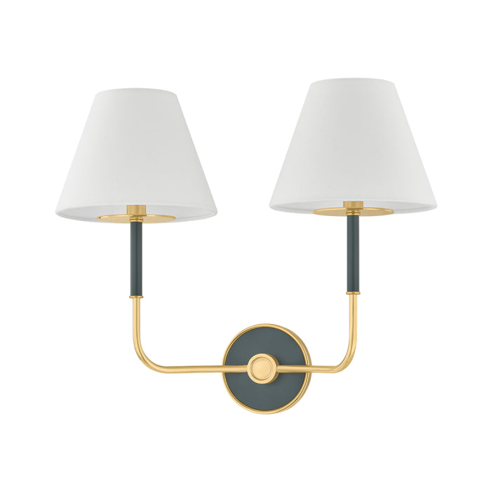 Hudson Valley MDS2201 Wedgewood 2-lt 19" Wall Sconce - Aged Brass/Soft Studio Green