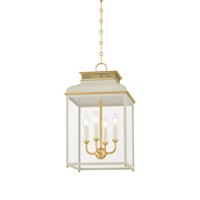 Hudson Valley MDS2400 Houghton 4-lt 13" LED Pendant - Aged Brass/Off White