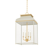 Hudson Valley MDS2401 Houghton 4-lt 19" LED Pendant - Aged Brass/Off White