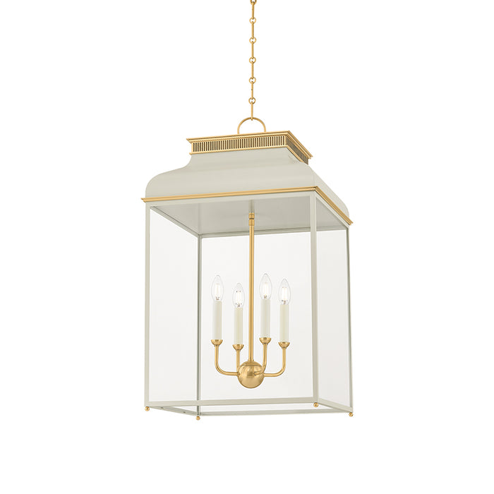 Hudson Valley MDS2401 Houghton 4-lt 19" LED Pendant - Aged Brass/Off White
