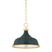Hudson Valley MDS300 Painted No. 1 3-lt 18" Pendant - Aged Brass/Soft Studio Green