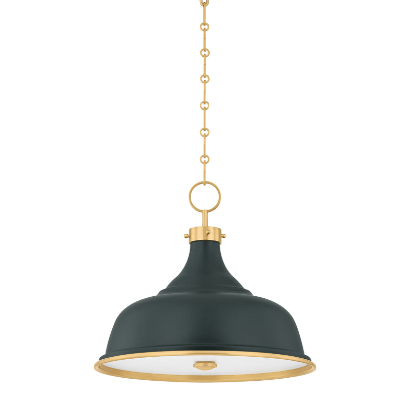 Hudson Valley MDS300 Painted No. 1 3-lt 18" Pendant - Aged Brass/Soft Studio Green