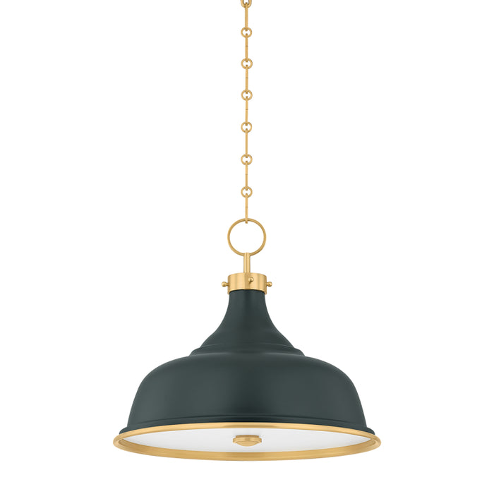 Hudson Valley MDS300 Painted No. 1 3-lt 18" Pendant - Aged Brass/Soft Studio Green