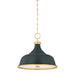 Hudson Valley MDS300 Painted No. 1 3-lt 18" Pendant - Aged Brass/Soft Studio Green