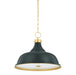 Hudson Valley MDS300L Painted No. 1 4-lt 24" Pendant - Aged Brass/Soft Studio Green