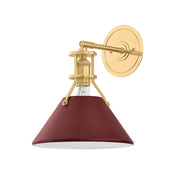 Hudson Valley MDS350 Painted No. 2 1-lt 12" Tall Wall Sconce - Aged Brass/Soft Crimson