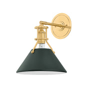 Hudson Valley MDS350 Painted No. 2 1-lt 12" Tall Wall Sconce - Aged Brass/Soft Studio Green