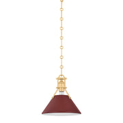 Hudson Valley MDS351 Painted No. 2 1-lt 10" Pendant - Aged Brass/Soft Crimson